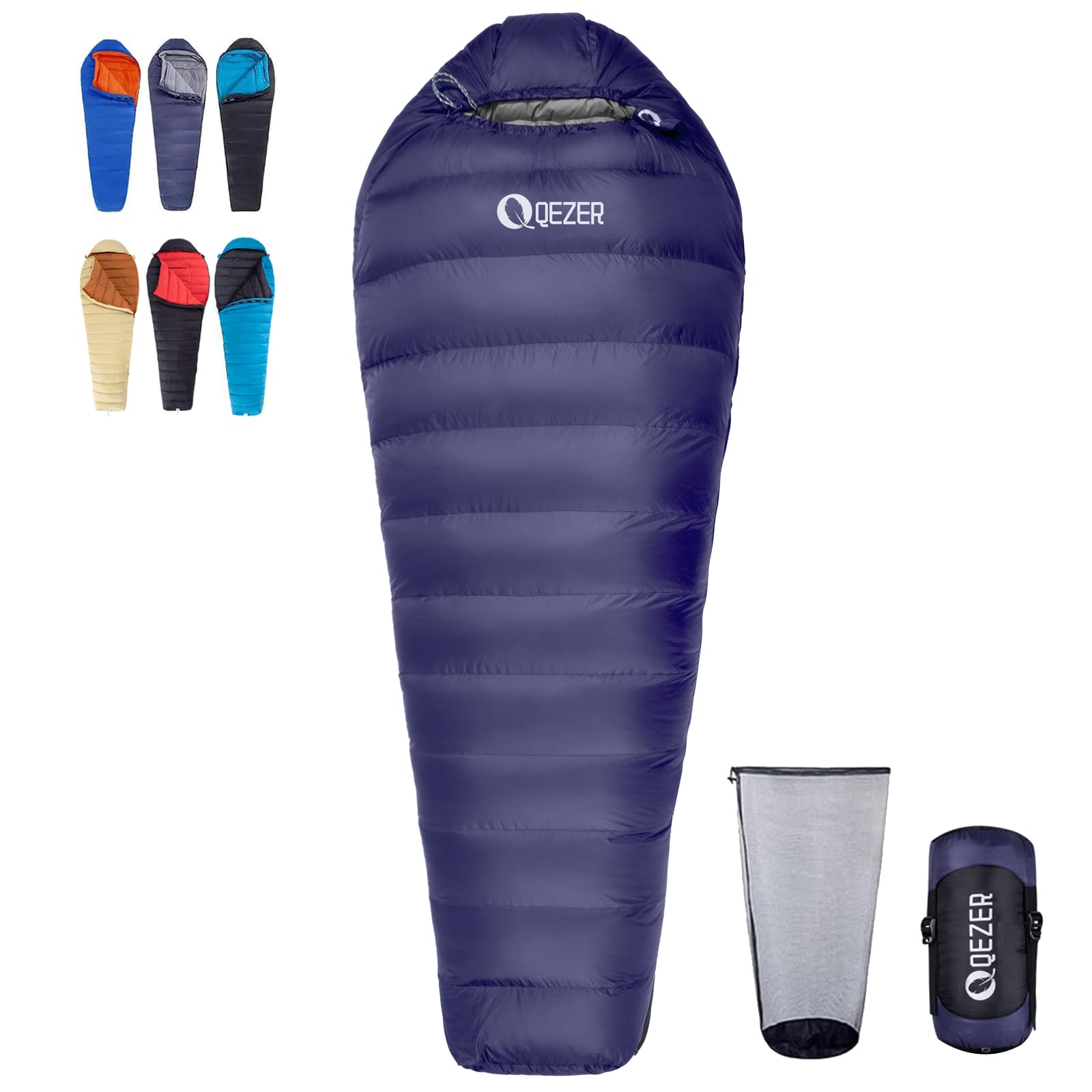 【未使用】QEZER ダウンシュラフ マミー型 コンパクト 600FP 冬用 Amazon.co.jp: QEZER 寝袋 シュラフ 冬用 ダウン マミー型 600FP